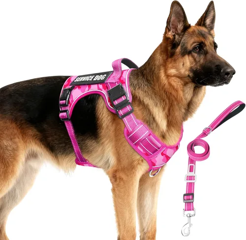 Vista 16 de Juego de arnés táctico y correa para perro de tamaño pequeño, chaleco resistente sin tirones para perro de servicio y 10 parches con cinturón