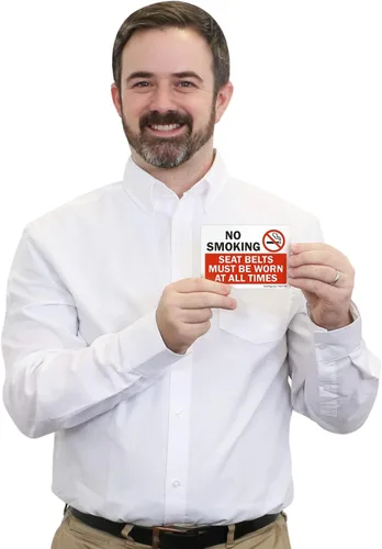 Vista 3 de SmartSign - U1-1097-ND_5x3.5 No fumar - Los cinturones de seguridad deben usarse en todo momento etiquetados por Vinilo laminado de 3.5 x 5