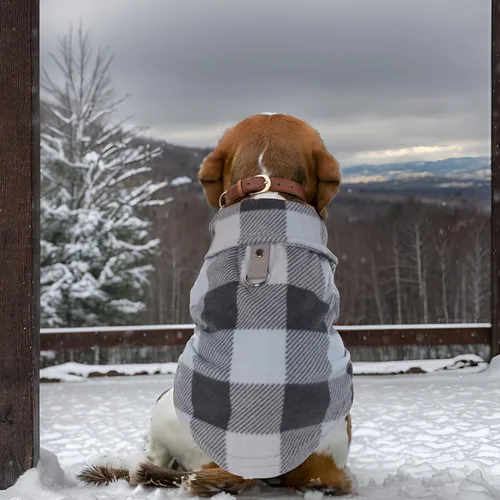 Vista 6 de Rbenxia 4 Piezas Suéteres para Perros a Cuadros de Búfalo con Anillo para Correa Chaleco de Vellón Suave Chaqueta Pullover Abrigada para Perros Ropa