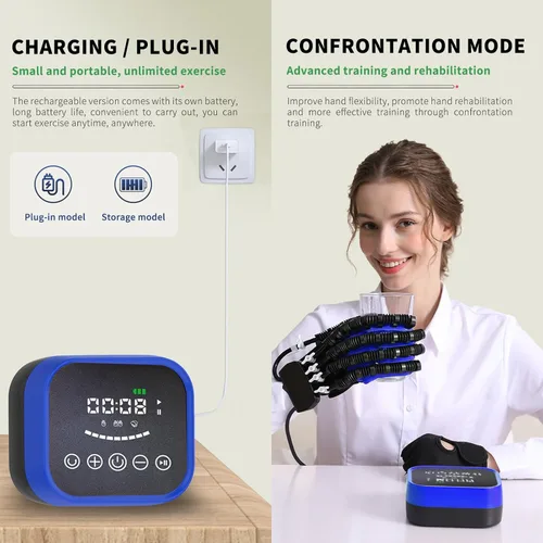 Vista 6 de GAOXIAO Guantes robot de rehabilitación para pacientes con hemiplejia cerebral, equipo de entrenamiento de recuperación de manos, guante robótico