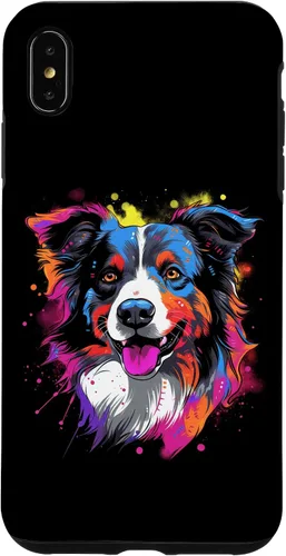 Vista 7 de Funda con diseño de salpicaduras de color arcoíris retro para iPhone 15 Border Collie