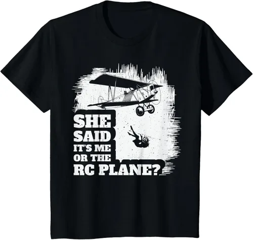 Vista 23 de Camiseta de avión controlado por radio control piloto modelo RC Aviones RC, Negro