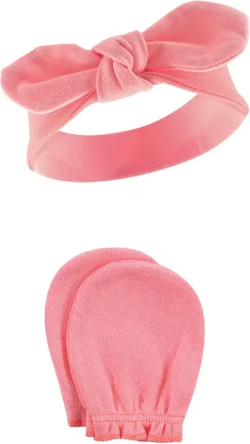 Vista 100 de Hudson Baby Conjunto de diadema de algodón y manoplas para rascar para bebé
