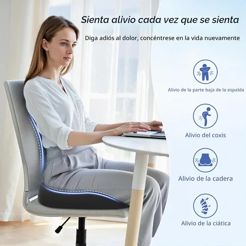Vista 4 de ZIKEE - Cojín de asiento ergonómico con pendiente para muslos para largas sesiones de sentado, cojín de espuma viscoelástica para silla de oficina