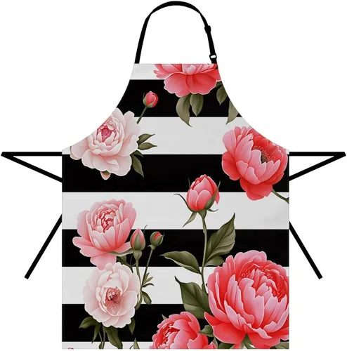 Vista 32 de Moslion Apron 31x27 Inch Kitchen Chef Waitress Cook Aprons Bib with Adjustable Neck for Women Men Delantal-a02
