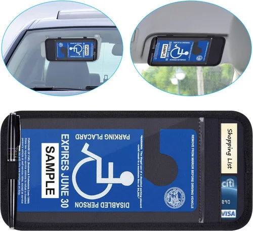 Vista 9 de Wisdompro - Soporte para cartel de discapacitados para automóvil, protector de letrero de estacionamiento para discapacitados para visera solar