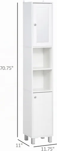 Vista 3 de kleankin Gabinete de almacenamiento alto para baño con espejo