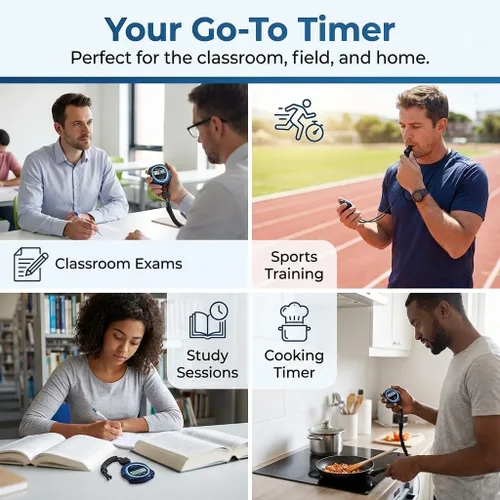 Vista 5 de Temporizador digital silencioso para profesores, entrenadores y niños, temporizador de regazo simple, pantalla grande, sin alarma, aula, exámenes