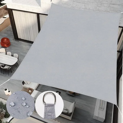 Vista 14 de RICHIE Toldo Vela de Sombra Solar Mejorado de 8'x10' Rectangular, Resistente al Agua y Bloqueo UV para Patio Exterior Césped Playa Jardín Cochera
