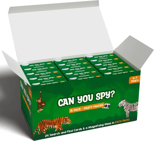 Vista 9 de Skillmatics Recuerdos de fiesta (Paquete de 15) - ¿Puedes espiar animales? Juego de cartas de buscar y encontrar para niños, juguete de bolsa