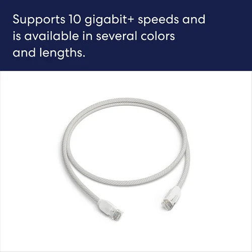 Vista 3 de Cable Ethernet Amazon eero CAT6a: Admite velocidades de más de 10 gigabits, 3 pies, paquete de 1, blanco ártico Arctic White