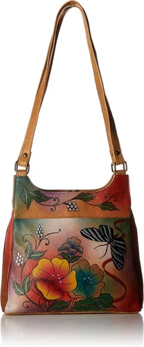 Vista 12 de Anna by Anuschka Bolso de cuero pintado a mano con triple compartimento para mujer