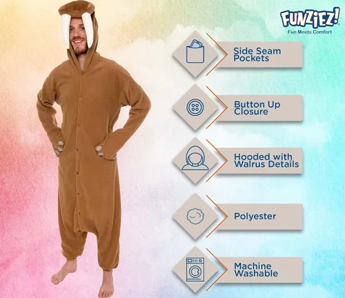 Vista 4 de FUNZIEZ - Disfraz de Halloween para adultos de animales y criaturas marinas mameluco de felpa para adultos mujeres y hombres