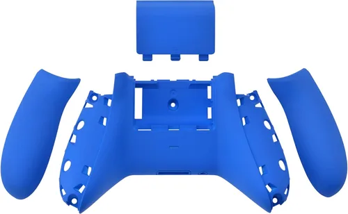 Vista 6 de eXtremeRate Soft Touch Grip - Paneles traseros personalizados para Xbox One S y One X, rieles laterales de repuesto azules con cubierta de batería