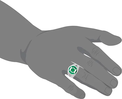 Vista 4 de DC Comics Anillo de acero inoxidable para hombre, diseño de superhéroe de la Liga de la Justicia, linterna verde