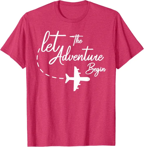 Vista 24 de Let The Adventure Begin - Camiseta inspiradora en modo de viaje en avión, Negro, S