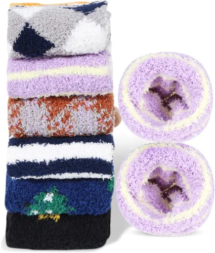 Vista 7 de Calcetines mullidos para hombre, unisex, lindos animales, acogedores, divertidos, esponjosos, cálidos, de invierno, de felpa, para dormir, regalos