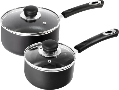 Vista 6 de Utopia Kitchen Juego de cacerolas antiadherentes con tapa, juego de ollas multiusos de 1 cuarto y 2 cuartos de galón, uso para el hogar, cocina