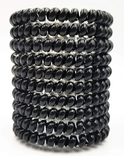 Vista 10 de 15 lazos para el cabello en espiral, sin pliegues, cable de teléfono, bobinas de plástico para el cabello en blanco
