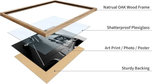 Vista 4 de Póster de arte de moda de Poster Master - Mujer en impresión de auto clásico - Arte en blanco y negro - Arte fotográfico - Arte de autos - Arte