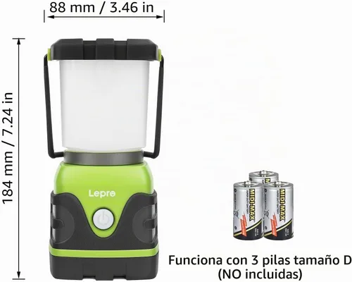 Vista 2 de Lepro Linterna LED de campamento de 1500 lúmenes, luz verde para tienda de campaña con 4 modos de luz, esenciales para camping, linterna impermeable