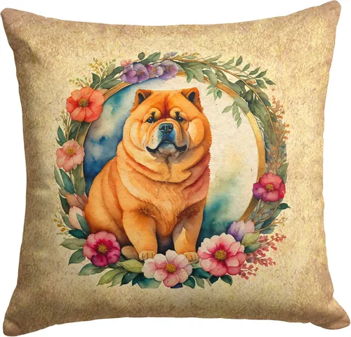 Vista 171 de Caroline's Treasures DAC2072PW1414 Affenpinscher and Flowers - Almohada decorativa de tela, lavable a máquina, para interiores y exteriores