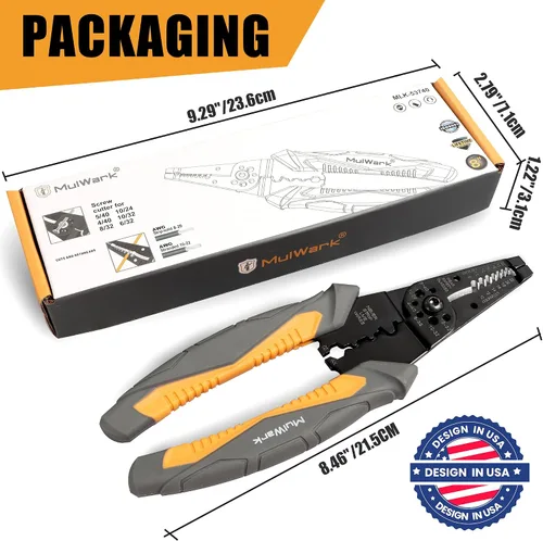 Vista 7 de MulWark Pelacables automático autoajustable 3 en 1, cortador/engarzador, alicates múltiples de 8 pulgadas para pelar cables eléctricos, corte