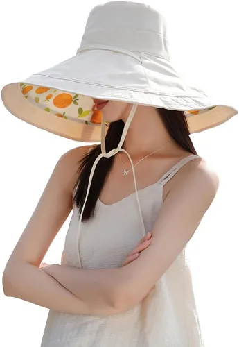Vista 7 de Sombreros de sol de ala extra ancha de 6 pulgadas con protección UV UPF 50+ y correa para sombrero de playa para mujer