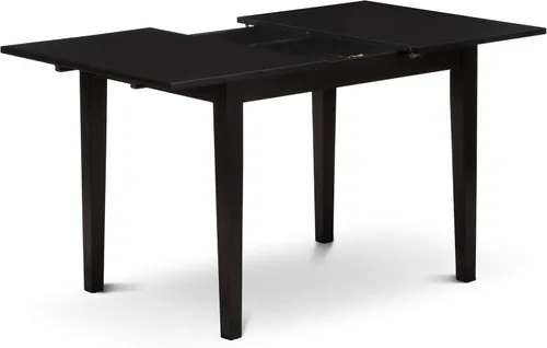 Vista 7 de East West Furniture NOGR3-BLK-W - Juego de mesa de comedor de 3 piezas para espacios pequeños que contiene una mesa de comedor rectangular con hoja