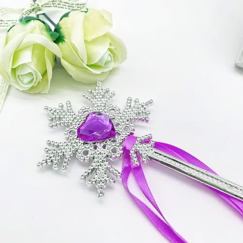 Vista 2 de Kuzhi Juego de tiara y varita de corona princesa Elsa - Joya de corazón de plata