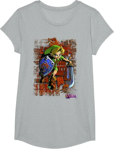Vista 35 de Legend of Zelda Majoras Mask Link Action Retrato Camiseta Negro