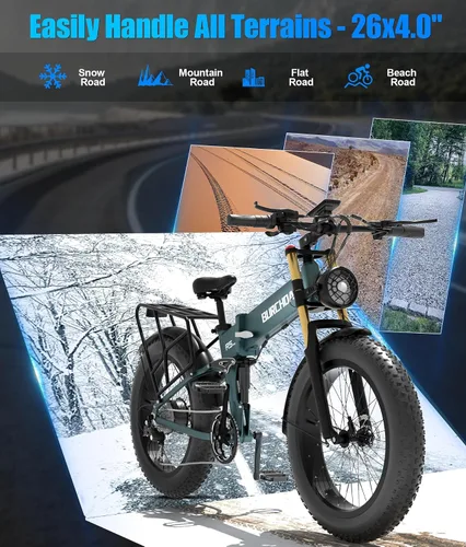 Vista 6 de 2026 AWD Electric Bike for Adults Dual Motor 5000W/3000W/1500W Peak 40MPH/32MPH Fast Ebike, Up to 70 /90 /160 Miles Long Range, 26" Full Suspension