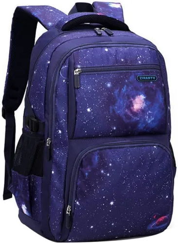 Vista 15 de Mochila JiaYou con patrón espacial de la galaxia para niños, primaria, escuela media, mochila de día para hombres, mochila para portátil