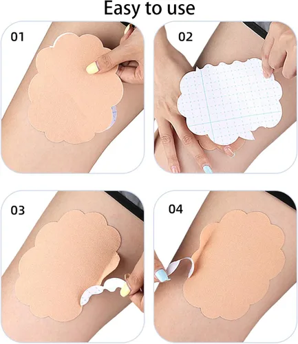Vista 5 de Parches antifricción para el interior del muslo, 20 piezas de cinta elástica transpirable para levantar muslos, calcomanías ultrafinas antirozaduras