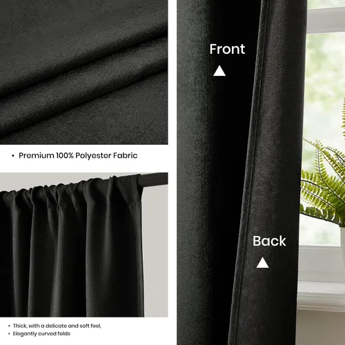 Vista 6 de WRENSONGE Cortinas opacas para dormitorio, cortinas opacas negras de 63 pulgadas de largo para sala de estar, ventanas, cocina, habitación, cortinas