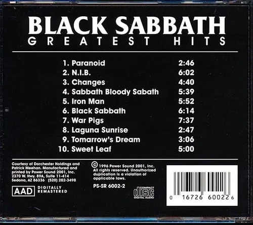 Vista 2 de BLACK SABBATH GREATEST HITS - NEW SEALED