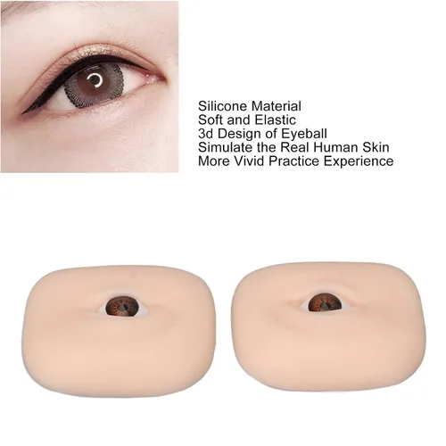 Vista 3 de 1 par de silicona 3D tatuaje práctica ojo para técnicas de maquillaje de microblading – modelo de ojo falso reutilizable para principiantes