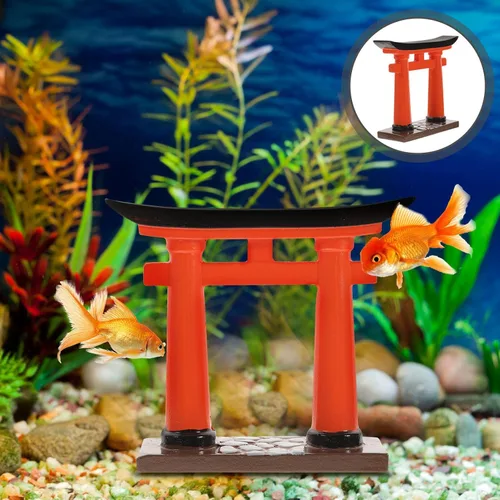 Vista 5 de NOLITOY Puerta Torii en miniatura, adorno de resina de estilo japonés, modelo de santuario sintoísta rojo para jardín zen, pecera, decoración