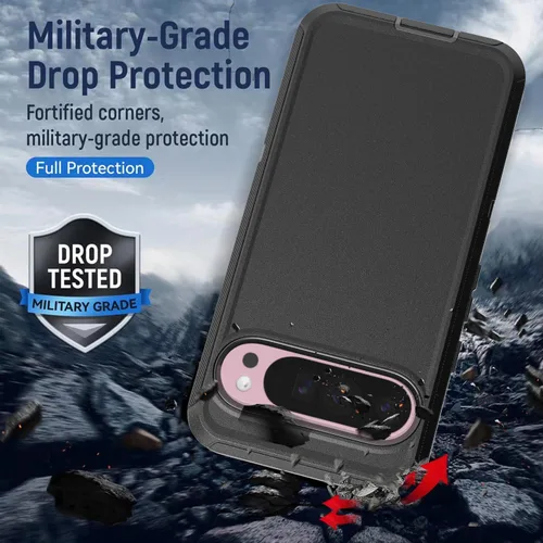 Vista 3 de Defender Series - Funda para Google Pixel 9 Pro XL, resistente y duradera, grado militar, a prueba de golpes, con protección de puerto, incluye