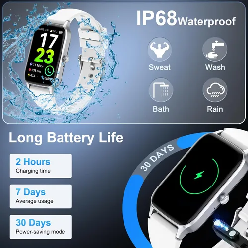 Vista 7 de Reloj inteligente (respuesta/hacer llamada), nuevo rastreador de fitness 2025 para hombres y mujeres, reloj de fitness HD de 1.57 pulgadas, monitor