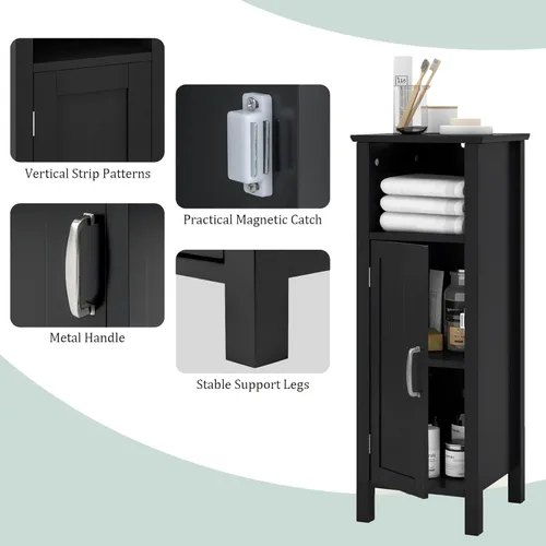 Vista 7 de COSTWAY Bathroom Storage Cabinet, Freestanding Narrow Storage Organizer with Open Shelf & Adjustable Shelf, Small Slim Floor Cabinet for Bathroom