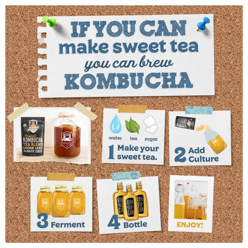 Vista 8 de Fermentaholics Kombucha SCOBY ORGÁNICO con doce onzas de té de iniciación – Cultivo de inicio en vivo – hace un lote de un galón – 1.5 tazas de té
