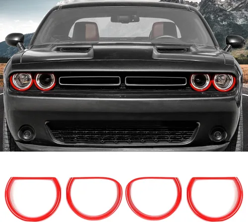 Vista 10 de RAZPOY Cubierta de lámpara de faro delantero para accesorios Challenger, cubierta de biseles de faros delanteros, decoración de luz exterior