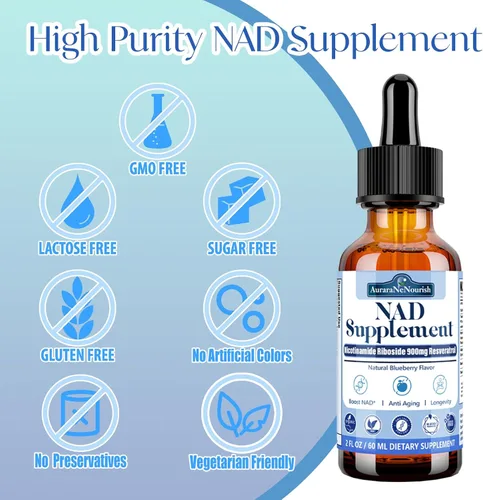 Vista 8 de Suplementos NAD para mujeres y hombres, liposomal NAD nicotinamida ribósido resveratrol 900 mg con resveratrol, quercetina, colágeno, niacina, apoyo