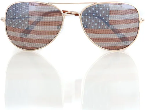 Vista 3 de Shaderz Aviator USA America American Flag Gafas de sol Gran accesorio para el 4 de julio