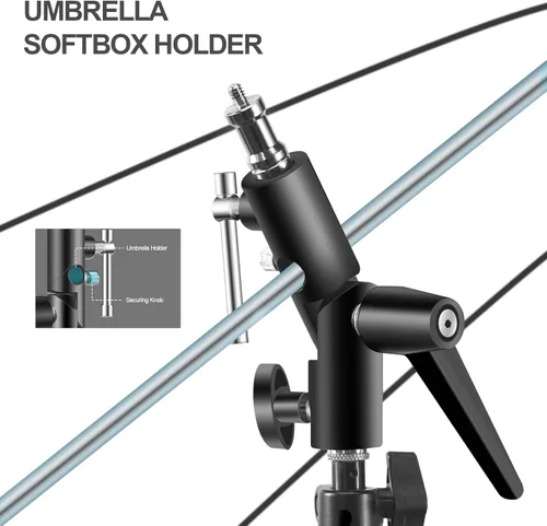 Vista 7 de WELLMAKING Flash Speedlite Bracket with Swivel Mount for Photography Camera Umbrella Reflector Holder, Adjustable Angle Design, Hot Shoe