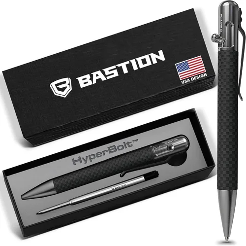 Vista 10 de BASTION® Bolígrafo de Acción de Cerrojo de Lujo, Bolígrafo Profesional Duradero con Punta Fina, Bolígrafo EDC, Bolígrafo Recargable de Tinta