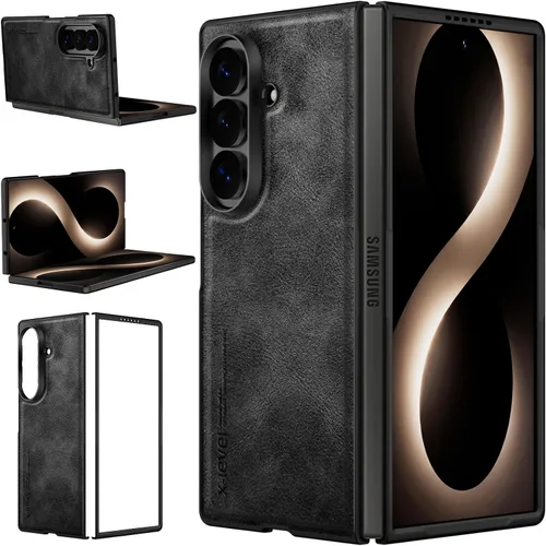 Vista 14 de X-level Funda para Samsung Galaxy Z Flip 6, delgada funda delgada de piel sintética para teléfono, TPU suave, a prueba de golpes, protección Negro