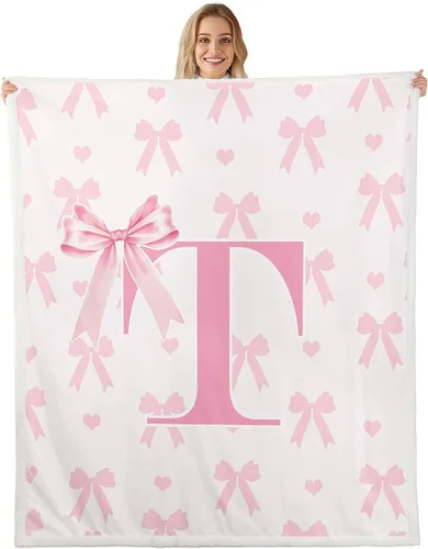 Vista 19 de Manta de franela rosa con lazo, estilo princesa, manta de forro polar de ensueño para decoración del hogar, sofá, sofá, manta romántica de forro