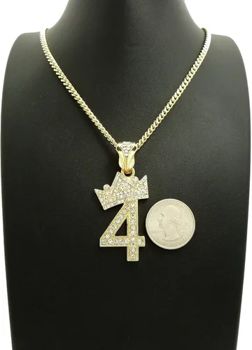 Vista 5 de Shiny Jewelers USA COLGANTE CUBANO DE CADENA CUBANA DE 3 mm24" PARA HOMBRES, Metal, Circonia cúbica